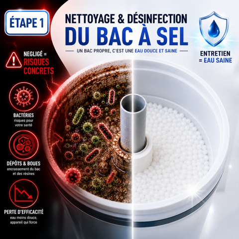 Nettoyage & désinfection du bac à sel